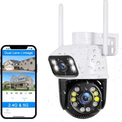 2.4G/5G WiFi Outdoor security wireless 2X3MP Dual Lens Linkage Human Detect Pan tilt Digital zoom Auto